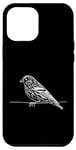 Coque pour iPhone 13 Pro Max Line Art Oiseau et Ornithologue Pin Siskin