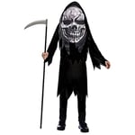 amscan 9907123 – Costume pour enfant Grim Reaper, Robe, Masque, Faucheuse, Big Head, Squelette, Fête à thème, Carnaval, Halloween