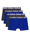 DIM Boxer Garçon EcoDIM Coton Stretch Coloré x4, Bleu/Noir/Noir/Bleu, 6 ans