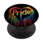 Pride Heart in Rainbow colors for LGBTQ Gay Love Tattoo PopSockets Swappable PopGrip