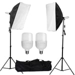 Abeatstudio Kit d'éclairage Softbox avec 2 x 50 x 70 cm boîte à lumière et 2X 25W LED Ampoules E27 5500K et Trépied,Kit d'éclairage Photographie pour Youtube,Tiktok,Portraits de Studio