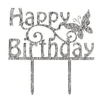 Happy Birthday Cake Topper Decoration Butterfly Cake Star