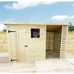 13 x 6 Pressure Treated Pent Shed With Storage Area