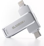 Certifiée Mfi Clé Usb 256Go, Clé Usb C Photo Stick, Clef Usb Pour Iphone Stockage Externe, Mini Clé Usb Pour Ipad Memoire Externe,3 En 1 Clé Usb Pour Iphone/Ipad/Smartphone/Pc[Q571]