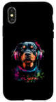 iPhone X/XS Artistic Colorful Rottweiler Music Headphones Dog Case