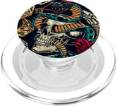 Machine à tatouer motif roses cœurs serpent PopSockets PopGrip pour MagSafe