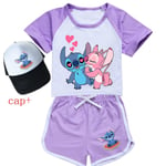 Lilo And Stitch Pyjamas Set Sommar Barn Kortärmad T-shirt Sovkläder Pyjamas Tecknad Lilo Stitch Barn Cos Sportkläder Outfits 6T(130) 2076pink-cap