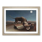 The Sleeping Gypsy By Henri Rousseau Classic Painting Framed Wall Art Print, Ready to Hang Picture for Living Room Bedroom Home Office Décor, Oak A3 (46 x 34 cm)