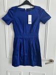 French Connection Women's Midi Dress UK 6 Blue Cotton with Elastane A-Line, New