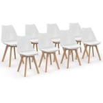 Idmarket - Lot de 8 chaises scandinaves sara blanches pour salle à manger