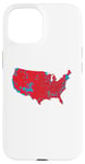 Coque pour iPhone 15 Red Wave Carte des États-Unis dans l'élection présidentielle de 2024