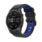 For Garmin Fenix 7S Sapphire Solar 22mm Silicone Sports Two-Color Watch Band(Black+Blue)