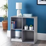 Storage Cube 4 Shelf Bookcase Wooden Display Unit Organiser Grey Furniture