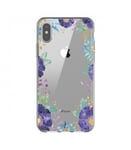 Coque Iphone XS Fleur 15 Violet Pastel Tropical Or Transparente