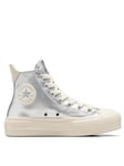 Converse Womens Lift Hi Top Trainers - Silver, Silver, Size 8, Women