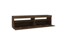 TV-benk med LED-lys 2 stk brun eik 75x35x40 cm - Brun & mediabenk