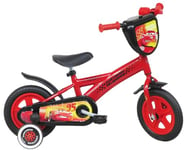 Disney Protection Vélo 10'' Enfant Cars/MC Queen avec Plaque Avant décorative, Garde-boues, Carter, Roues bâtons & 2 stabilisateurs Garçon, Rouge, 10