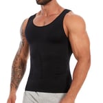 SLIMBELLE Body Shaper - Maillot de corps élastique pour homme - Coupe ajustée - Coupe la taille - Amincissant le ventre - T-shirt pour homme, Noir , XL