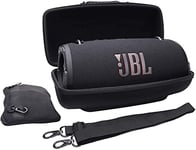 Khanka Hard Case for JBL Xtreme 3, Come with Cables Pouch and Shoulder Strap for JBL Xtreme3 Portable Wireless Splashproof Bluetooth Speaker and Accessories. (Black)