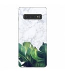 Coque Galaxy S10e Marbre blanc jungle tropical