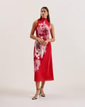 Ted Baker WMD-aliara-Printed Cowl Neck Midi Slip Dress Robe pour Occasion spéciale, Rouge, 36 Femme