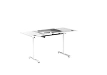 Ultradesk Level V2 Bureau d'ordinateur, Bureau de Jeu et Table de Travail avec réglage électrique de la Hauteur | Mémoire Interne pour 2 réglages | Tapis de Souris XXL, Patin Blanc, 140x68 cm