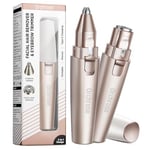 Orchrose Facial Hair Remover Eyebrow Trimmer: Portable Rechargeable 2 in 1 Face Shaver for Women - Painless Electric Hair Removal Device for Face Eyebrows Peach Fuzz Lips with Light (Rose Gold)