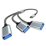 NEUTYPECHIC Câble Répartiteur USB C vers USB A, Adaptateur 3 en 1, Câble OTG USB Type C Mâle vers USB A 2.0 Femelle, avec Fonction de Transfert de Données, pour MacBook/Samsung/Pro/Mini/XPS/PC (Gris)