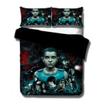 Stranger Things Season 3 Eleven Dustin Demogorgon Bed Linen Set with Zip 3D Print Teenagers Girls Kids 200 X 200 Cm Duvet Cover with Pillow Case,1,150x200cm