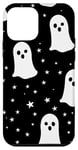 iPhone 12 mini White Cute Ghost Pattern with Black Background for Halloween Case