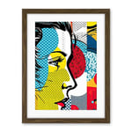 Artery8 Modern Abstract Woman Face in Profile Comic Book Style Red Yellow Geometric Halftone Artwork Framed Wall Art Print 18X24 Inch