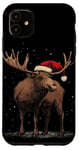 iPhone 11 Christmas Magic Moose in Santa Hat Costume for Cozy Xmas Case