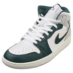 Nike Air Jordan 1 Mid Se Mens Fashion Trainers in White Green - 10.5 UK