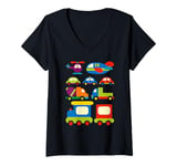 Womens Transportation Trucks Cars Trains Planes Helicopters Toddler V-Neck T-Shirt