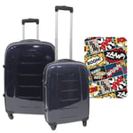 Lot de 2 valises Trolley avec Housse de Protection 'Boom', Multicolore, Valises à 4 Roues et avec Housse de Protection