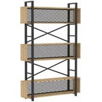 Tagère bibliothèque style industriel Modilis L90xH160cm Bois clair et Métal Noir