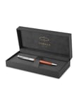 Parker Sonnet Essentials Ballpoint Pen Metal and Orange Lacquer with Palladium Trim Medium Point Black Ink Gift Box