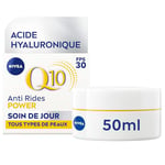 NIVEA Q10 Power Soin de Jour FPS30 (1x50 ml), crème anti rides enrichie Q10 Pur & Acide Hyaluronique, crème anti-âge booster de collagène, crème visage extra fermeté tous types de peaux