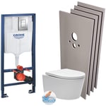 Pack wc Rapid sl + cuvette sans bride sat, fixations cachées + plaque Skate chrome + Set habillage(RapidSL-SATrimless-sabo) - Grohe