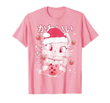 Kawaii Cat Strawberry Boba Milk Santa hat Cute Christmas T-Shirt