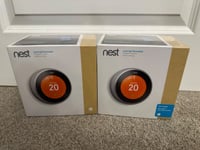 2 x GOOGLE NEST SMART LEARNING THERMOSTAT STAINLESS STEEL 3RD GEN GENERATION