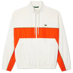 Sweat-shirt Lacoste  VESTE SPORTSUIT COURTE DÉPERLANTE  BLANCHE ET ORANGE