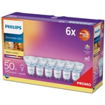 Philips 6-pack LED GU10 50W himmennettävä WarmGlow LED-valaisin