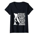 Womens Rescue Save Love, Animal Rescue Dog Cat Lovers V-Neck T-Shirt