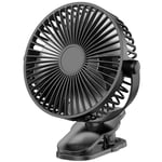 Portable usb Rechargeable Ventilateur Mini Bureau Clip Ventilateur 360 DegréS 5 Vitesses Silencieux avec Vent Fort Pour Bureau à Domicile Noir