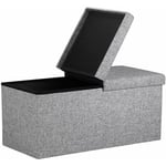 Casaria® Banc de rangement avec couvercle rabattable Siège pouf Coffre de rangement pliable pour salon chambre couloir l Gris clair