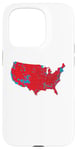 Coque pour iPhone 15 Pro Red Wave Carte des États-Unis dans l'élection présidentielle de 2024