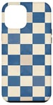 Coque pour iPhone 14 Plus Carreaux vichy bleu motif rustique à carreaux