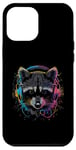 Coque pour iPhone 13 Pro Max Casque d'écoute musical raton laveur coloré - animal raton