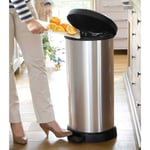 Pedal Bin Deco D-Shape 40L Silver Curver